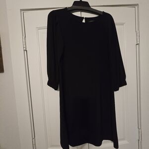 Halogen Black Crew Neck Dress with Bishop Sleeves